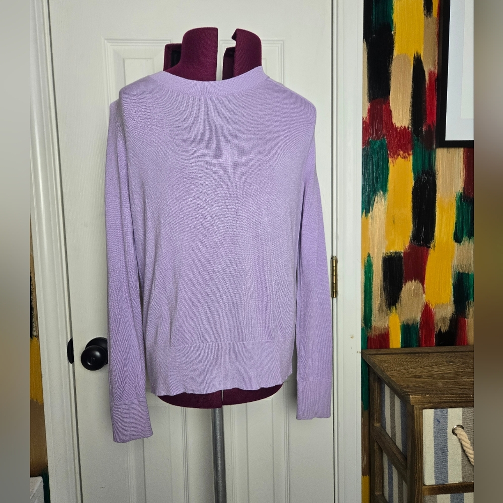 Banana Republic Yak Silk Rayon Blend Lavender Purple Crew Neck Knit Sweater XS